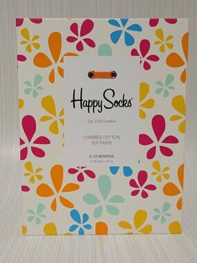 Happy Socks 6 Pair Pack For Newborn to 12 Months 77% Cotton